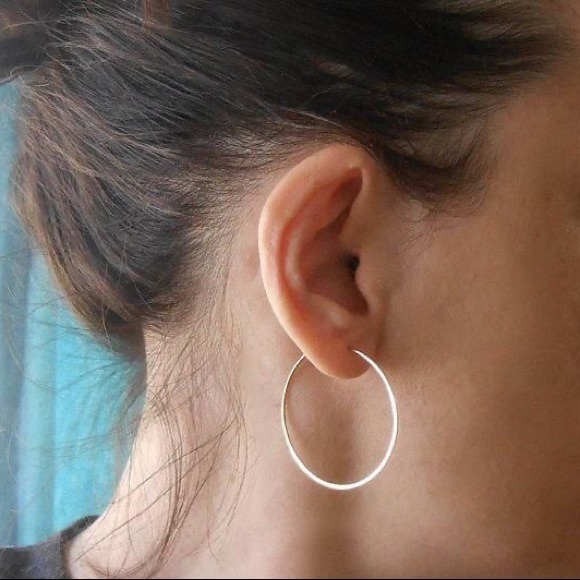 Simply Silver Hoop Earrings - Medium - Picture 3 of 3